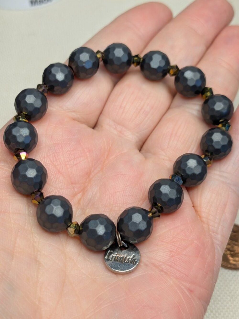 Erimish Faceted Stone Stretch Bracelet – Heavy Ruby‑Line Tested Beads